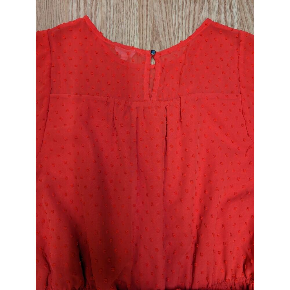 Maison Jules Women's Swiss Dot A Line Red Dress Sleeveless Size XL Sheer Whimsy - Picture 6 of 14